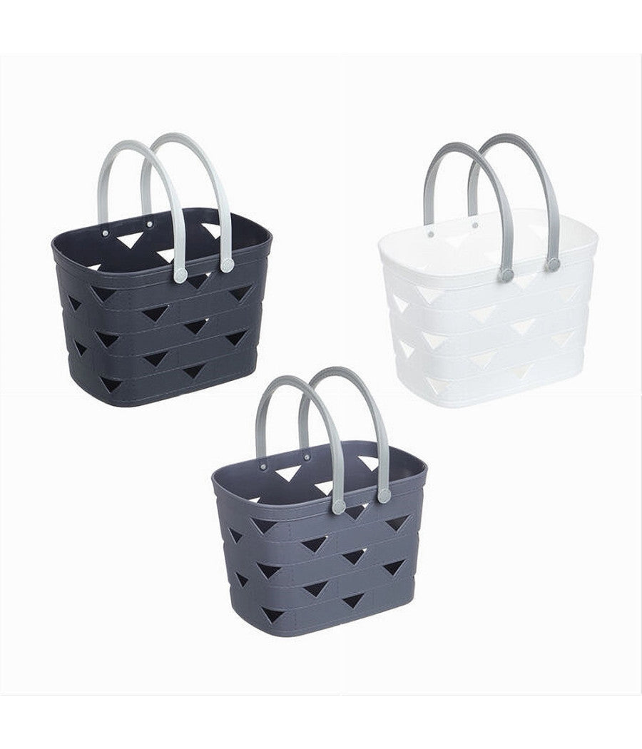 Cesto Cestino Portatutto Oggetti Con Manici 26.5x18x17cm Multiuso Assortiti 10722         