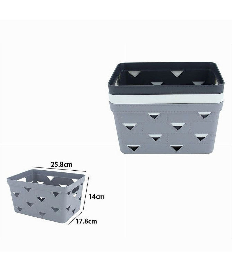 Cesto Cestino Portatutto Oggetti Organizzatore Rettangolare 25.8x17.7x14cm 10718         