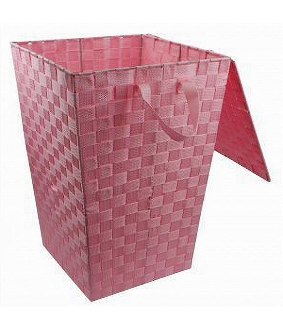 Cesto Cestino Portatutto Portaoggetti Bagno Casa Coperchio 35 X 52 Cm 79107 Rosa         