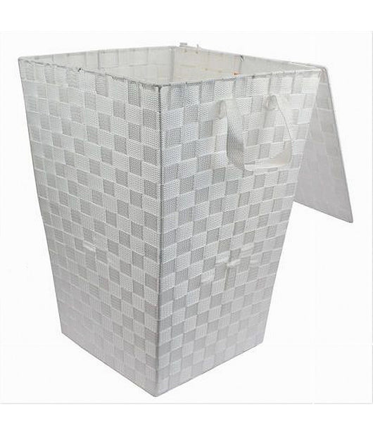 Cesto Cestino Portatutto Portaoggetti Bagno Casa Coperchio 35x52cm 79103 Bianco         