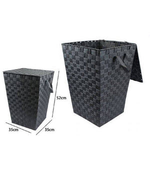 Cesto Cestino Portatutto Portaoggetti Bagno Coperchio 35x52cm 79104 Grigio Scuro         