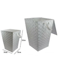 Cesto Cestino Portatutto Portaoggetti Casa Coperchio 35x52cm 79102 Grigio Chiaro         