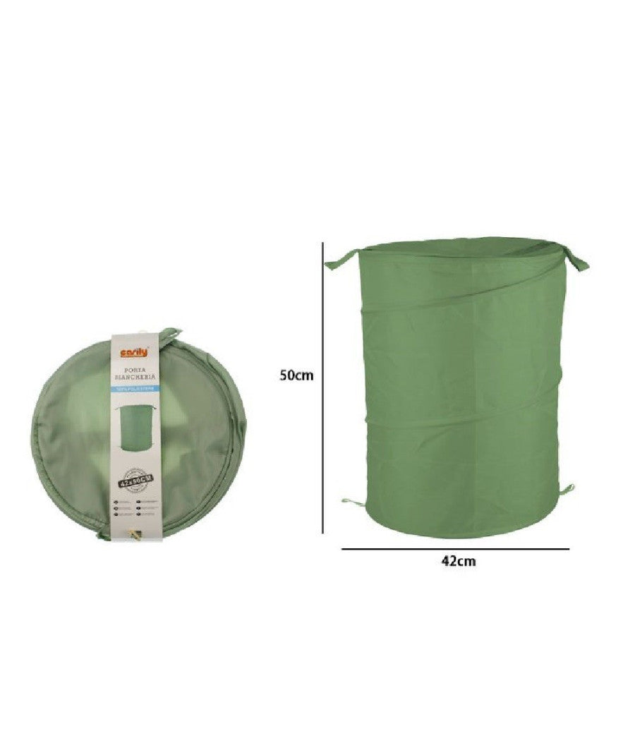 Cesto Contenitore Porta Biancheria Bucato Giochi Pieghevole 42x50 Cm Verde 79852         