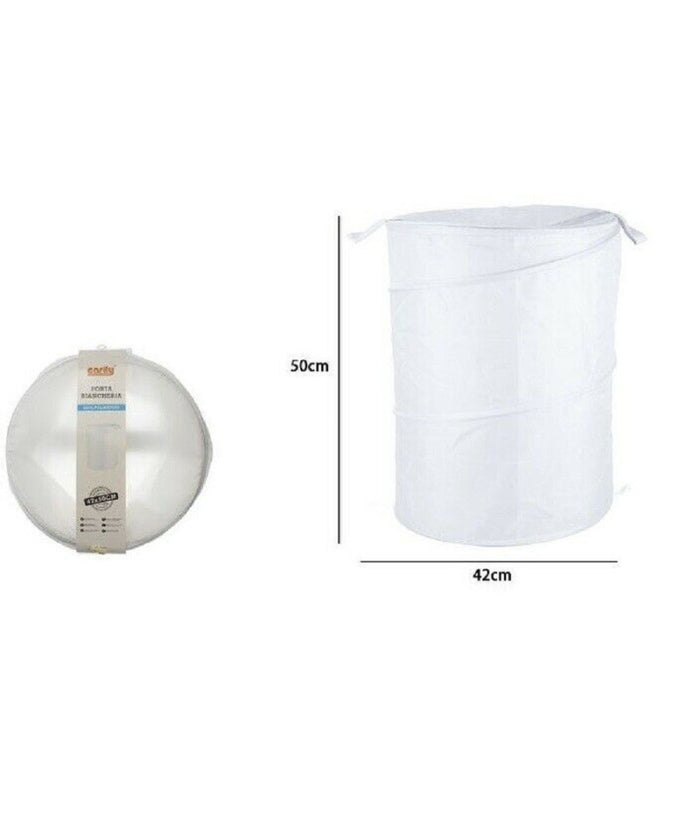 Cesto Contenitore Porta Biancheria Bucato Giochi Pieghevole 42x50cm Bianco 79850         