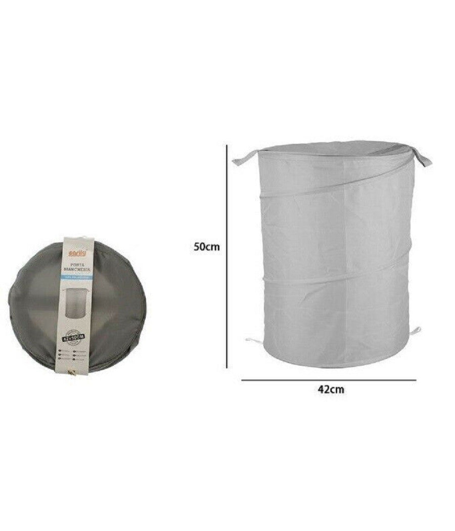 Cesto Contenitore Porta Biancheria Bucato Giochi Pieghevole 42x50cm Grigio 79855         