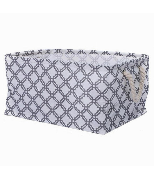 Cesto Contenitore Porta Biancheria Bucato Manici Tessuto Grigio 43x32x25cm 79208         