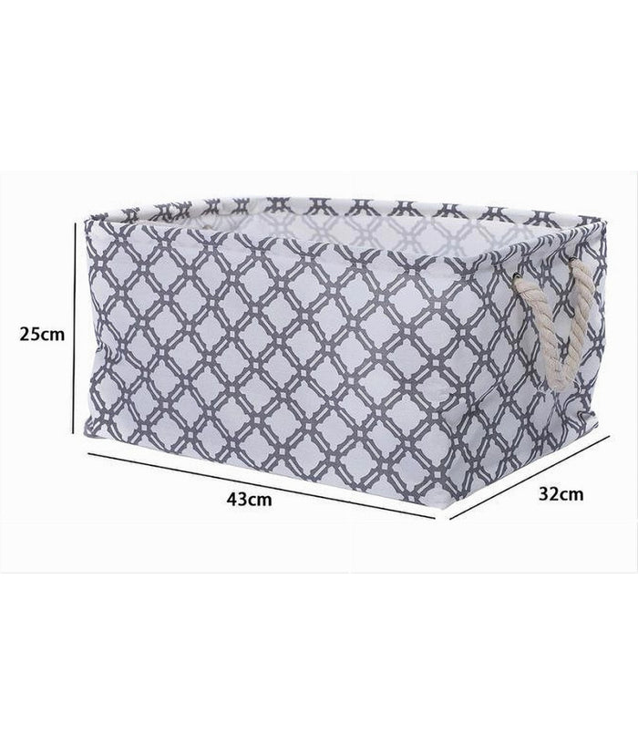 Cesto Contenitore Porta Biancheria Bucato Manici Tessuto Grigio 43x32x25cm 79208         