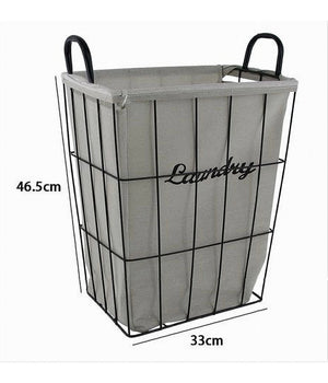 Cesto Contenitore Porta Biancheria In Tessuto Struttura In Metallo Bagno 10633         
