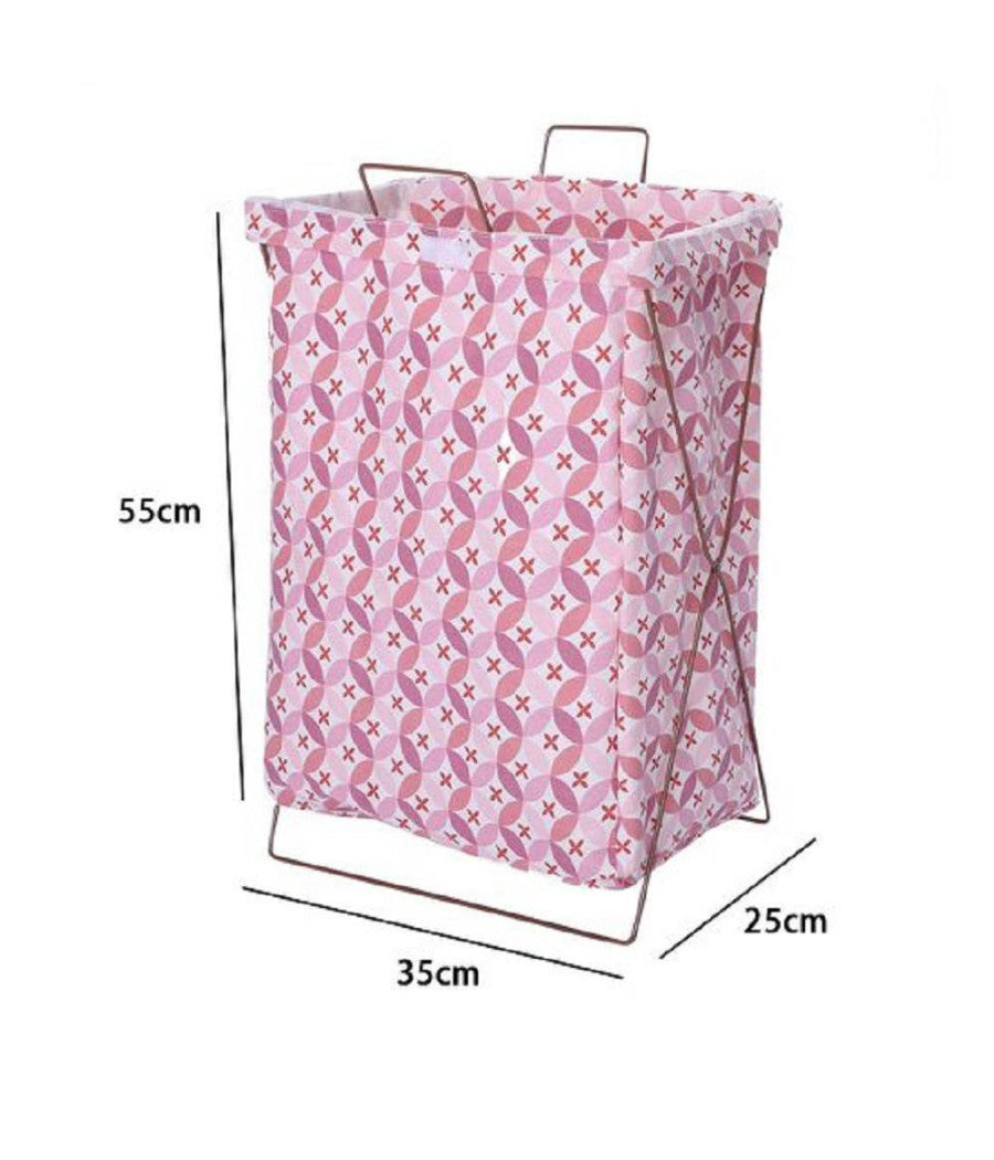 Cesto Contenitore Porta Biancheria Pieghevole Panni Sporchi Bagno 79213 Rosa         