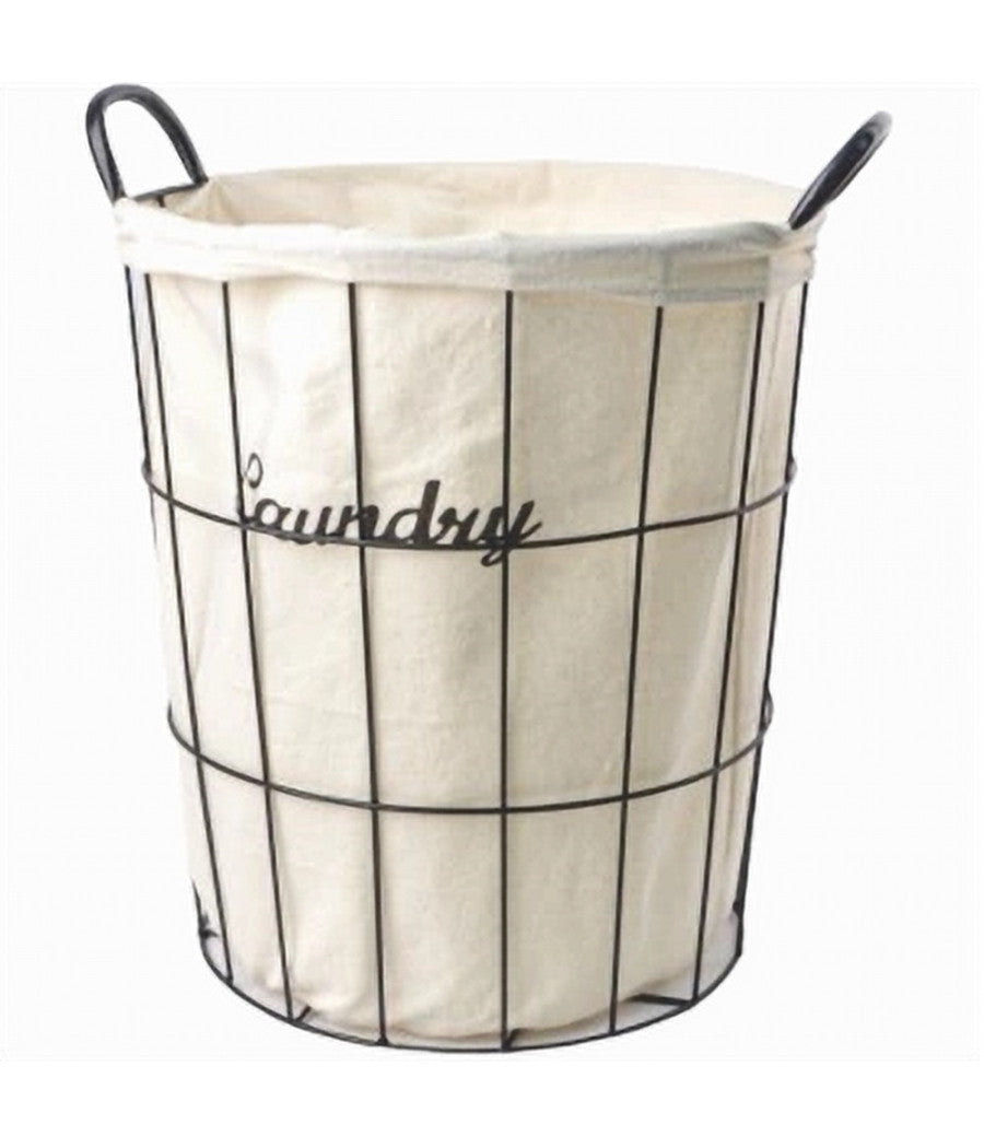 Cesto Contenitore Porta Biancheria Tessuto Con Struttura In Metallo Bagno 10629         
