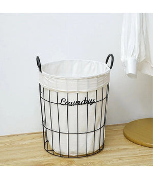 Cesto Contenitore Porta Biancheria Tessuto Con Struttura In Metallo Bagno 10629         