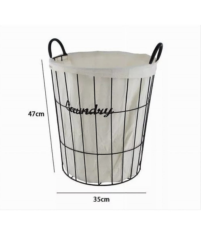 Cesto Contenitore Porta Biancheria Tessuto Con Struttura In Metallo Bagno 10629         