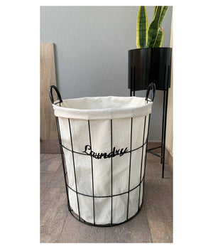 Cesto Contenitore Porta Biancheria Tessuto Con Struttura In Metallo Bagno 10629         