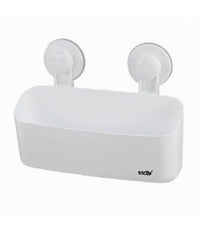 Cesto Contenitore Porta Oggetti A Ventosa Bianco Accessori Bagno 24x8x11cm 59552         