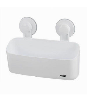 Cesto Contenitore Porta Oggetti A Ventosa Bianco Accessori Bagno 24x8x11cm 59552         