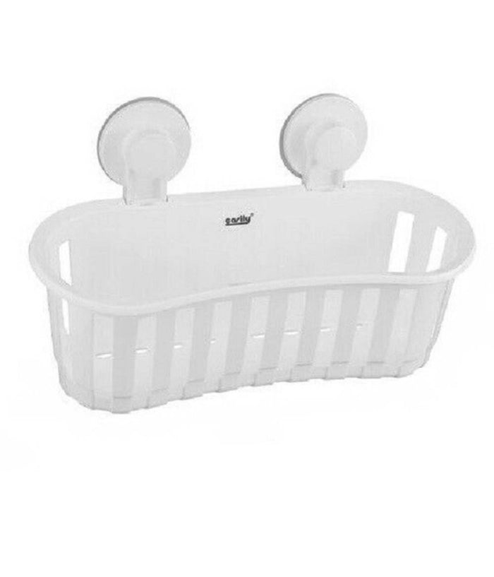 Cesto Contenitore Porta Oggetti A Ventosa Bianco Accessori Bagno 30x10cm 59553         