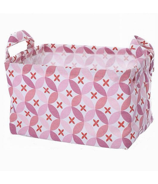 Cesto Contenitore Portabiancheria Bucato Con Manici Tessuto Rosa 20x15x16cm 79201         