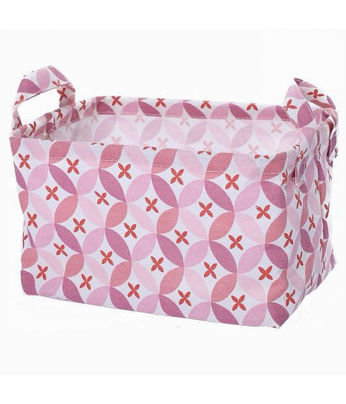 Cesto Contenitore Portabiancheria Bucato Con Manici Tessuto Rosa 20x15x16cm 79201         