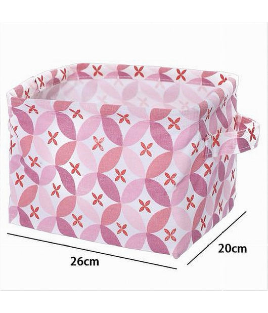 Cesto Contenitore Portabiancheria Bucato Con Manici Tessuto Rosa 26x20x16cm 79203         