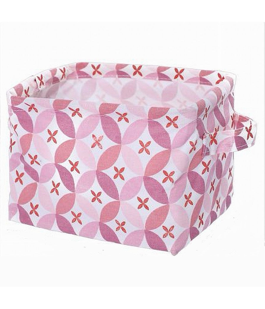 Cesto Contenitore Portabiancheria Bucato Con Manici Tessuto Rosa 26x20x16cm 79203         