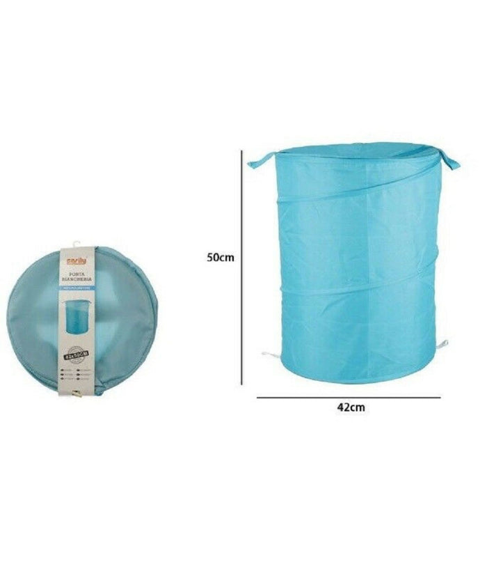 Cesto Contenitore Portabiancheria Bucato Giochi Pieghevole 42x50cm Celeste 79854         