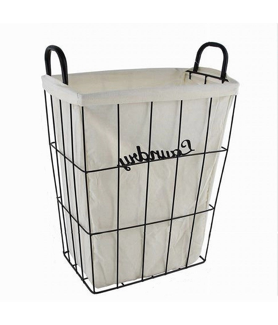 Cesto Contenitore Portabiancheria In Tessuto Con Struttura In Metallo Bagno 10630         