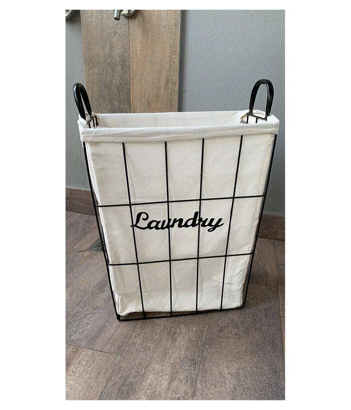 Cesto Contenitore Portabiancheria In Tessuto Con Struttura In Metallo Bagno 10630         
