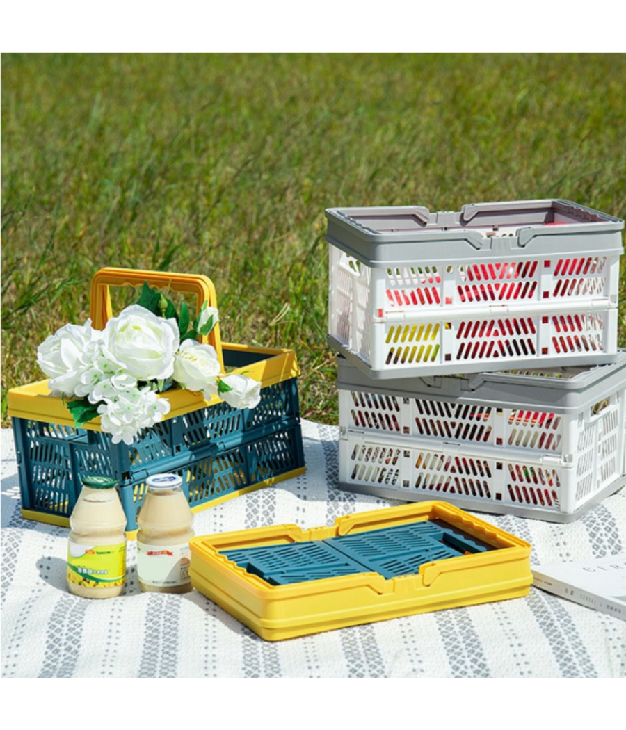Cesto Contenitori Cestino Portaoggetti Organizer Cassetta Pieghevole Impilabile         