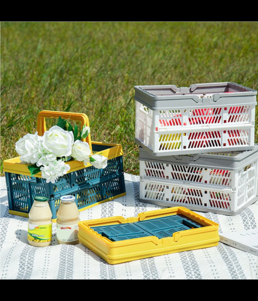 Cesto Contenitori Cestino Portaoggetti Organizer Cassetta Pieghevole Impilabile         