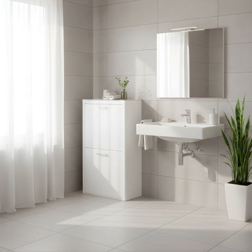 Cesto per la biancheria AUDREY , 100L, 3 scomparti, metallo bianco, design moderno