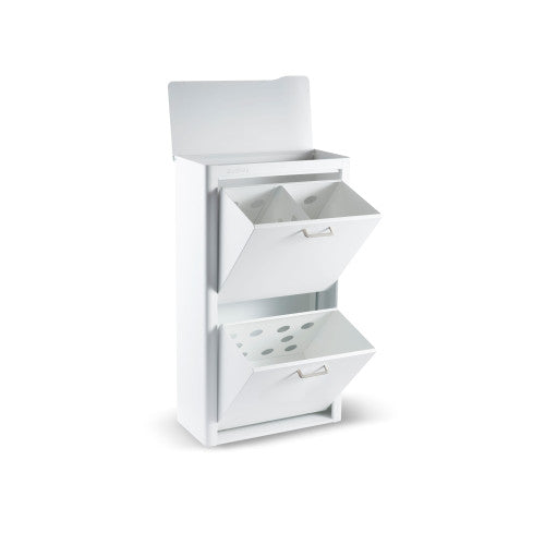 Cesto per la biancheria AUDREY , 100L, 3 scomparti, metallo bianco, design moderno