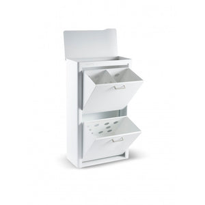 Cesto per la biancheria AUDREY , 100L, 3 scomparti, metallo bianco, design moderno