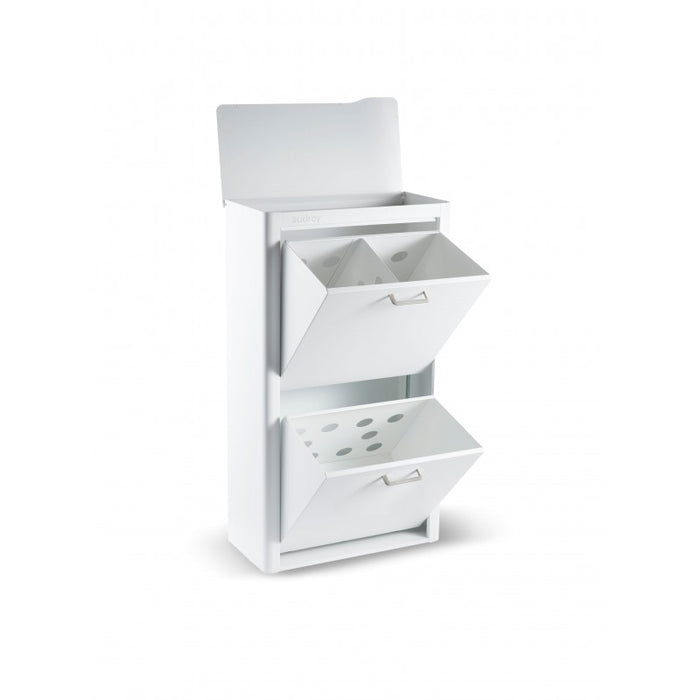 Cesto per la biancheria AUDREY , 100L, 3 scomparti, metallo bianco, design moderno