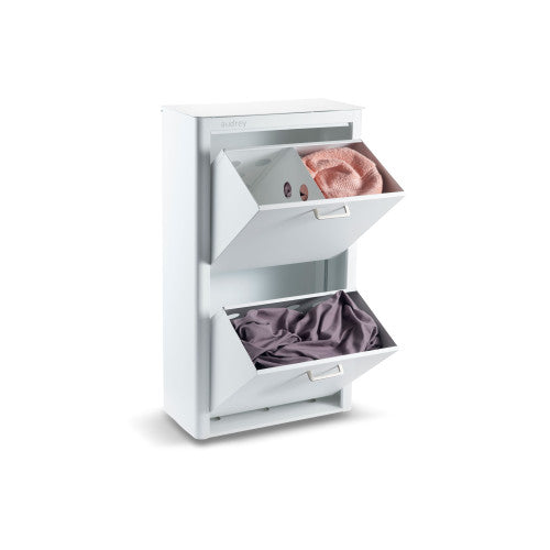 Cesto per la biancheria AUDREY , 100L, 3 scomparti, metallo bianco, design moderno