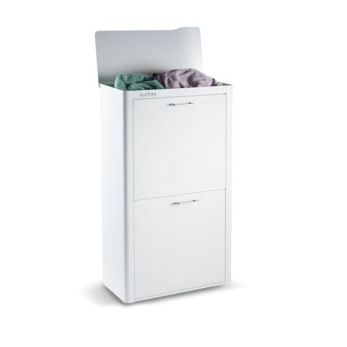 Cesto per la biancheria AUDREY , 100L, 3 scomparti, metallo bianco, design moderno