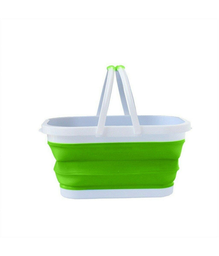 Cesto Pieghevole In Silicone Multiuso Bagno Cucina Pic Nic Alimenti 38x27x19cm         