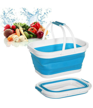 Cesto Pieghevole In Silicone Multiuso Bagno Cucina Pic Nic Alimenti 38x27x19cm         