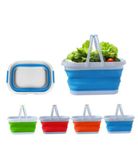 Cesto Pieghevole In Silicone Multiuso Bagno Cucina Pic Nic Alimenti 38x27x19cm         