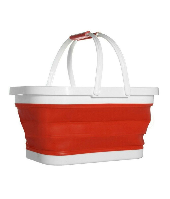 Cesto Pieghevole In Silicone Multiuso Bagno Cucina Pic Nic Alimenti 38x27x19cm         