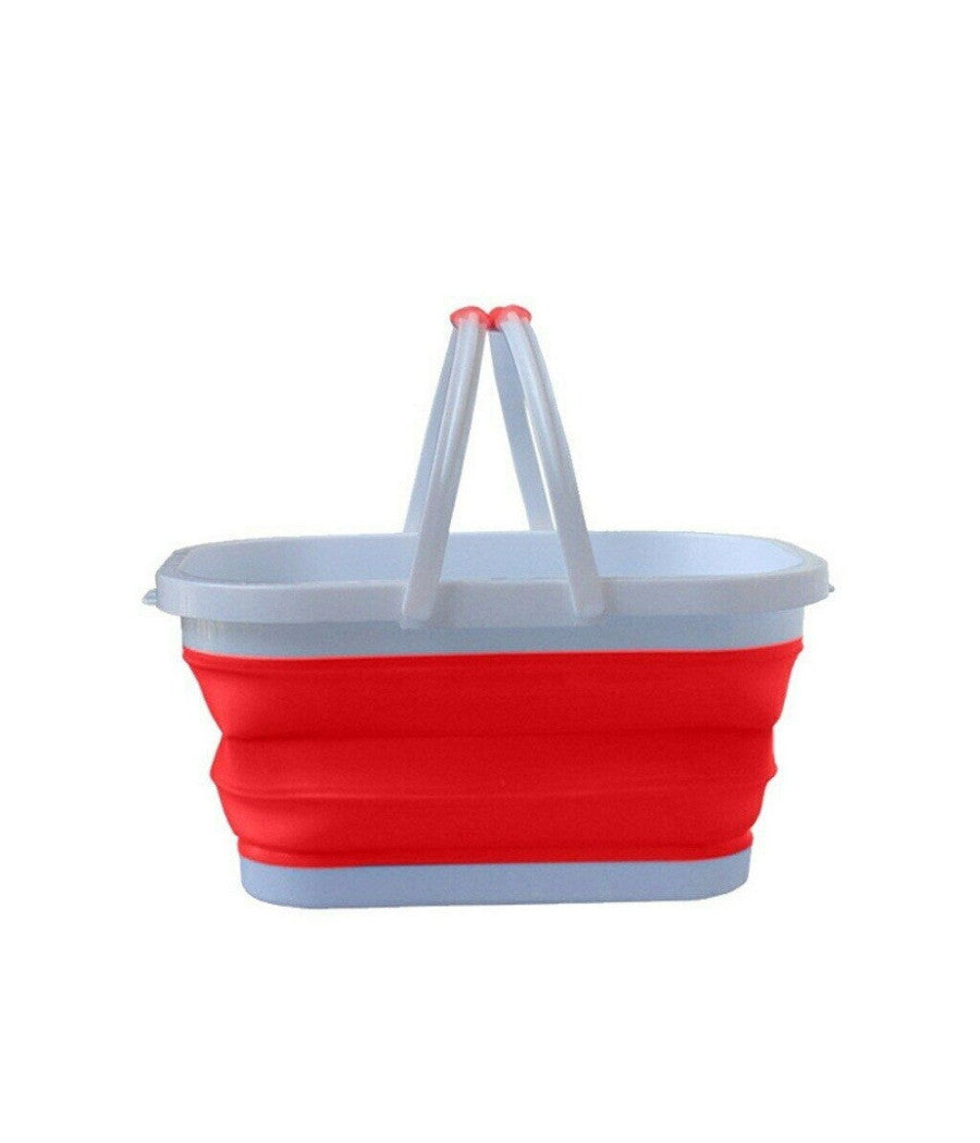 Cesto Pieghevole In Silicone Multiuso Bagno Cucina Pic Nic Alimenti 38x27x19cm         