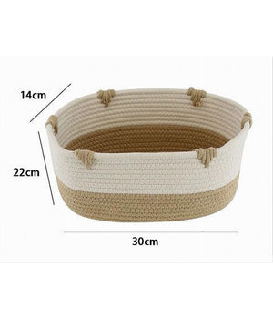 Cesto Porta Biancheria Bicolore In Tessuto Intrecciato Cestino 30x22x14 Cm 10660         