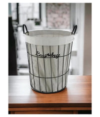 Cesto Porta Biancheria Contenitore In Tessuto Con Struttura Metallo Bagno 10632         