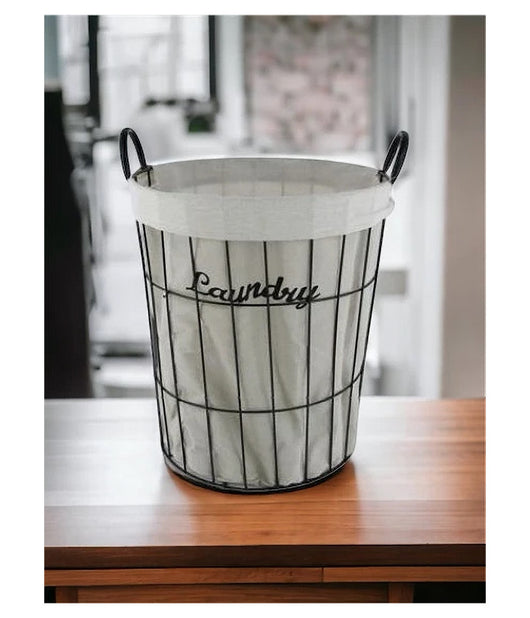 Cesto Porta Biancheria Contenitore In Tessuto Con Struttura Metallo Bagno 10632         