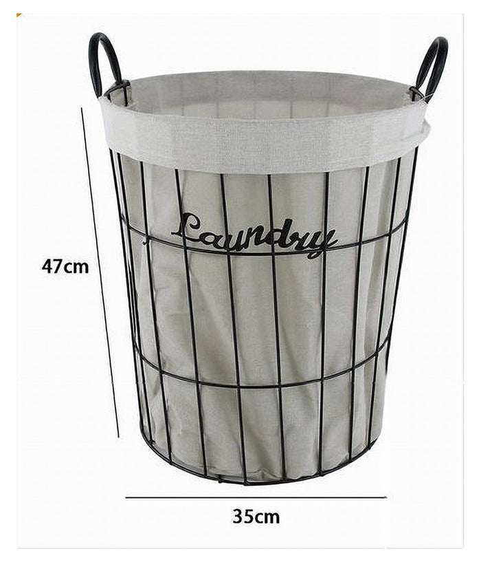 Cesto Porta Biancheria Contenitore In Tessuto Con Struttura Metallo Bagno 10632         