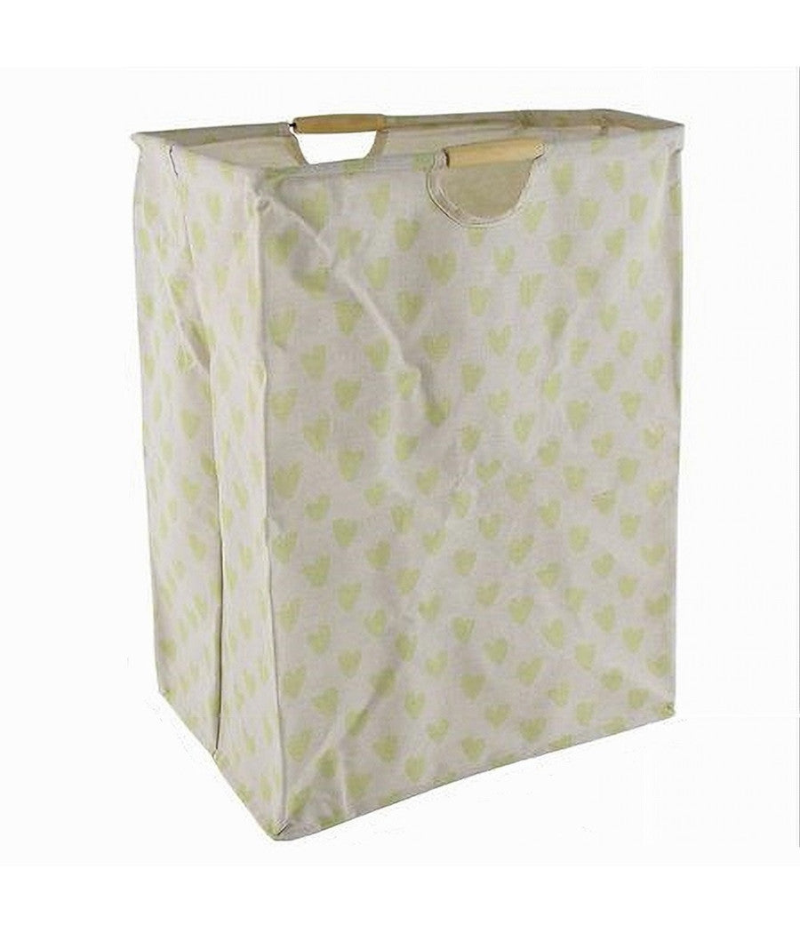 Cesto Porta Biancheria Cuori Gialli Contenitore Panni Sporchi Richiudibile 10620         