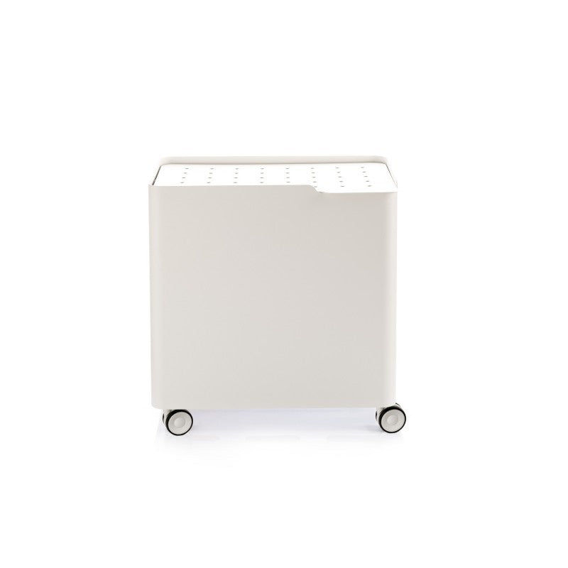 Cesto porta biancheria LUCCA con ruote – 60 L, 2 scomparti, chiusura soft, struttura metallica bianca