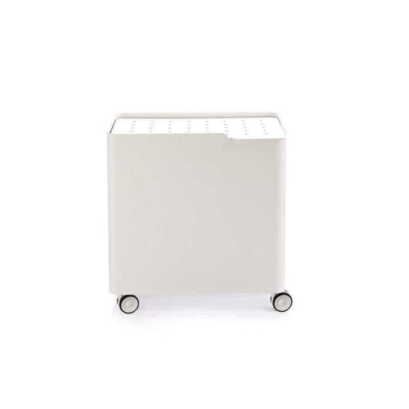 Cesto porta biancheria LUCCA con ruote, 60 L, 2 scomparti, chiusura soft, struttura metallica bianca
