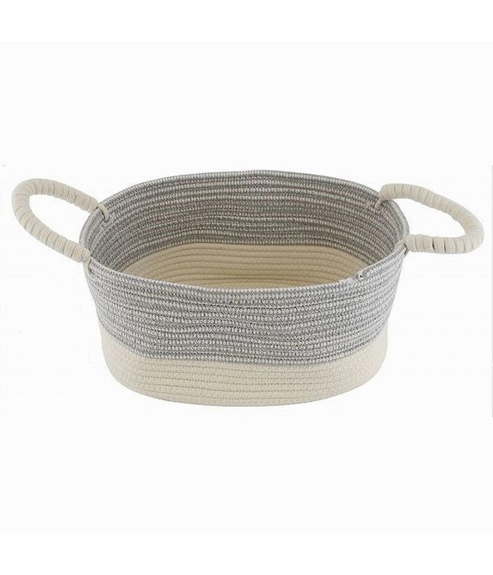 Cesto Porta Biancheria Oggetti Corda Intrecciata Ovale Manici 35x25x16 Cm 10679         