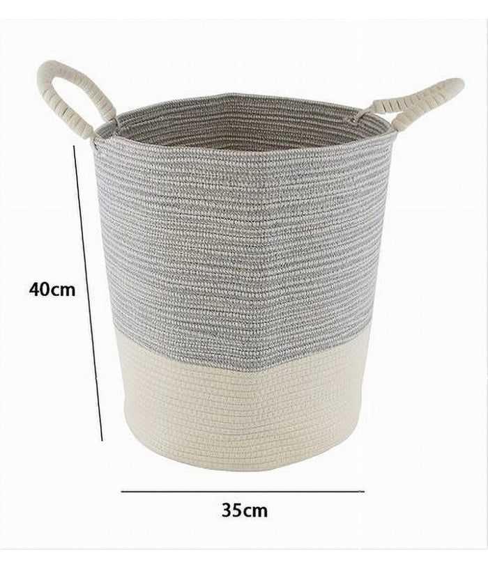 Cesto Porta Biancheria Oggetti In Corda Intrecciata 35 X 40 Cm Con Manici 10680         