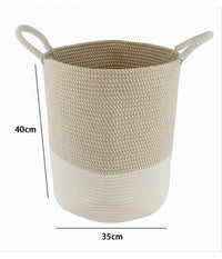 Cesto Porta Biancheria Oggetti In Corda Intrecciata Con Manici 35 X 40 Cm 10678         